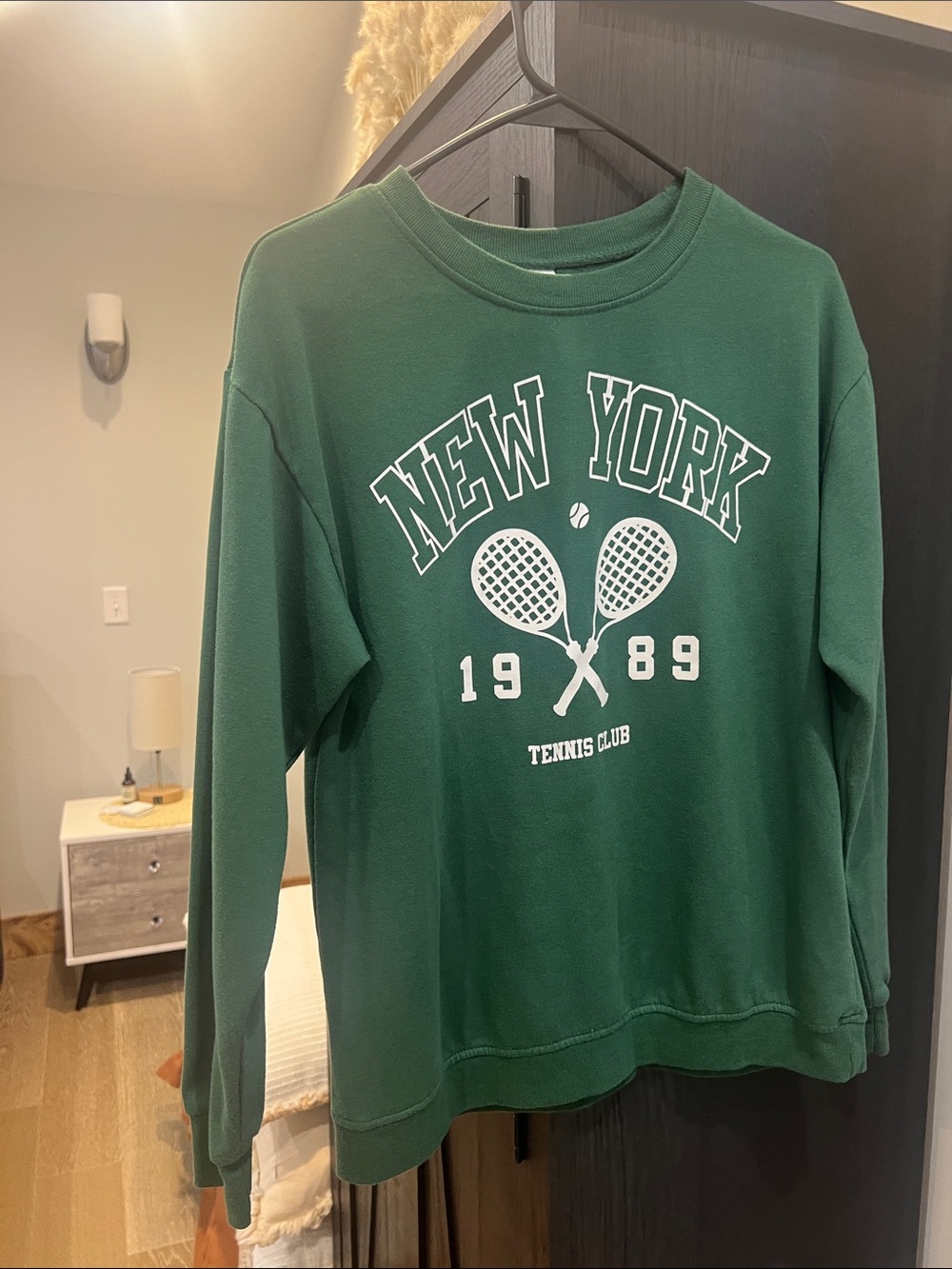 Green "New York Tennis Club" Graphic Sweatshirt